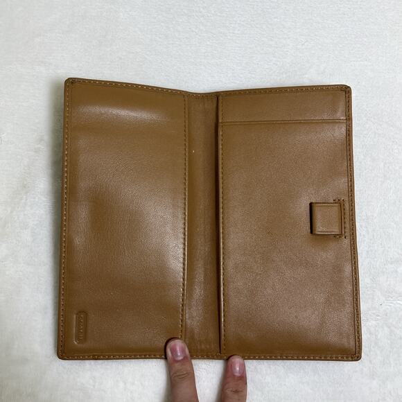 Coach C Signature Brown & Khaki Canvas & Leather Bifold Wallet w/Buckle & Chkbk - Picture 3 of 16